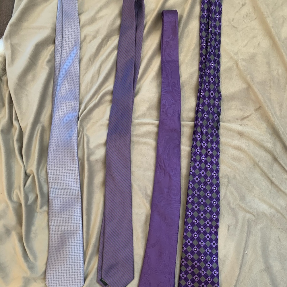 Men Silk Purple Ties all 4 Variety luxury brand.